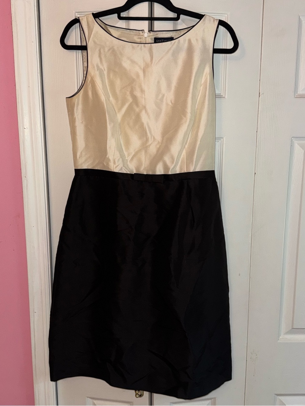Ann Taylor Two-Tone Black and Cream Cocktail Dress